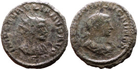 Aurelian and Vabalathus (AD 270-272). Antoninianus. Obv.: VABALATHVS VCRIM DR, laureate, draped and cuirassed bust of Vabalathus facing right. Rev.: I...