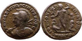 Licinius II (317-324 AD).AE follis. Obv.: D N VAL LICIN LICINIVS NOB C, helmeted and cuirassed with spear across shoulder and shield bust left. Rev.: ...