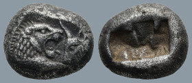 KINGS of LYDIA. Kroisos (Circa 564/53-550/39 BC).
AR Siglos (15,1mm 5,25g)
Obv: Confronted foreparts of lion and bull.
Rev: Two incuse square punch...