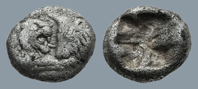 KINGS OF LYDIA. Kroisos (Circa 564/53-550/39 BC). Sardes
1/12 Stater (8,1mm 0.78g)
Obv: Confronted foreparts of lion and bull.
Rev: Incuse square....