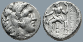 KINGS of MACEDON. Alexander III the Great (336-323 BC)
AR Tetradrachm (23,5mm 16,6g)
Obv: Head of Herakles to right, wearing lion skin headdress
Re...