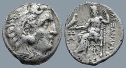 KINGS of MACEDON. Alexander III ‘the Great’ (336-323 BC). Kolophon. struck circa 310-301 BC
AR Drachm (16,8mm 4,1g)
Obv: Head of Herakles to right, ...