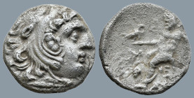 KINGS OF MACEDON. Alexander III ‘the Great’ (336-323 BC). Struck circa 290-275 BC. Chios mint
AR Drachm (17,9mm 3,7g)
Obv: Head of Herakles to right...