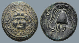 KINGS of MACEDON. Philip III Arrhidaios (Circa 323-317 BC). Salamis
AE Bronze (15,7mm 4,3g)
Obv: Macedonian shield, with facing gorgoneion on boss....