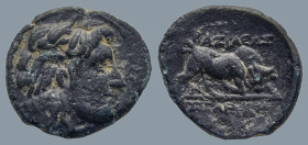 SELEUKID KINGDOM. Seleukos I Nikator (312-281 BC). Antioch.
AE Bronze (15,2mm 1,9g)
Obv: Winged head of Medusa right.
Rev: BAΣIΛEΩΣ ΣEΛEYKOY. Bull ...