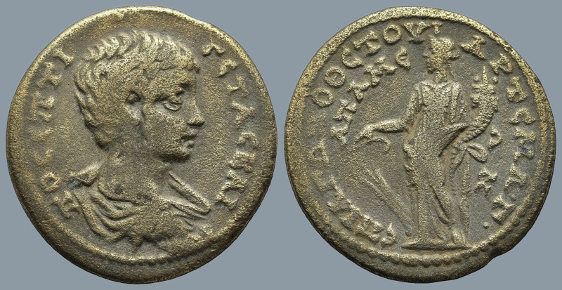 PHRYGIA. Apameia. Geta, as Caesar, (AD 198-209.) Artemas, agonothetes.
Ae Diass...