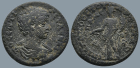 PHRYGIA. Apameia. Geta, as Caesar, (AD 198-209.) Artemas, agonothetes.
Ae Diassarion (24,9mm 8,7g)
Obv: ΠO CЄΠTI ΓЄTAC KAI Bare-headed, draped and c...
