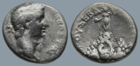 CAPPADOCIA. Caesaraea. Tiberius (AD 14-37)
AR Drachm (17,6m 3,3g)
Obv: Laureate head of Tiberius to right.
Rev: ΘΕΟΥ ΣΕΒΑΣΤΟΥ ΥΙΟΣ Mount Argaios su...