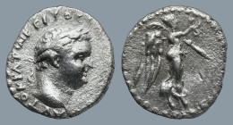 CAPPADOCIA. Caesarea. Titus (AD 79-81).
AR Hemidrachm (104,2m 1,8g)
Obv: AYTOKPATWP TITOC KAICAP CEBA. Laureate head right.
Rev: Nike advancing rig...