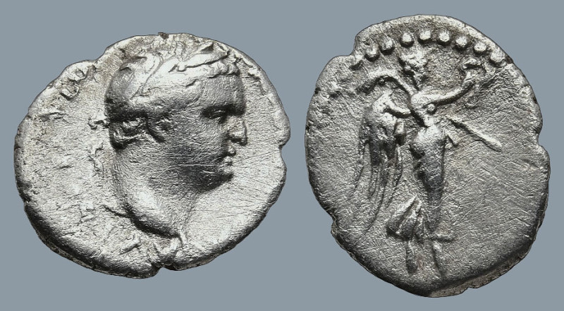 CAPPADOCIA. Caesarea. Titus (AD 79-81).
AR Hemidrachm (15,2mm 1,5g)
Obv: AYTOK...