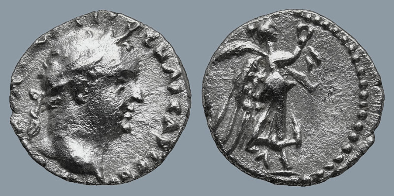CAPPADOCIA. Caesarea. Titus (AD 79-81).
AR Hemidrachm (13,2mm 1,7g)
Obv: AYTOK...