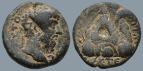 LEGIONARY COUNTERMARKS. Time of Caesarea. Lucius Verus (AD 161-169)
AE Bronze (20,6mm 6,3g)
Obv: Laureate-headed bust of Lucius Verus wearing cuiras...