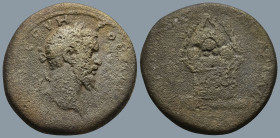 CAPPADOCIA. Caesarea. Septimius Severus (AD 193-211)
AE Bronze (29,5mm 14,5g)
Obv: Laureate head right. c/m: ?
Rev: Agalma of Mount Argaeus on alta...