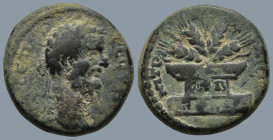 CAPPADOCIA. Caesarea. Septimius Severus (AD 193-211)
AE Bronze (22,6mm 9,7g)
Obv: Laureate head right.
Rev: MHTPOΠO KAICAPIAC / ET B. Four ears of ...