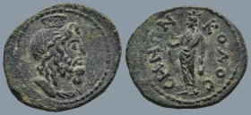 PHRYGIA. Colossae. Pseudo-autonomous issue. (circa 150-200 AD)
AE Hemiassarion (20,8mm 4,2g)
Obv: Draped bust of Serapis to right, wearing kalathos....