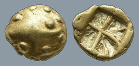 MYSIA. Kyzikos. (Circa 600-550 BC)
EL Myshemihekte or 1/24 Stater (6.9mm 0.63g)
Obv: Forepart of tunny right within border of pellets.
Rev: Quadrip...