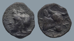 MYSIA. Kyzikos. (Circa 450-400 BC).
AR Hemiobol (8,1mm 0,28g)
Obv: Head of Attis to left, wearing Phrygian cap; below, tunny fish to left
Rev: Head...
