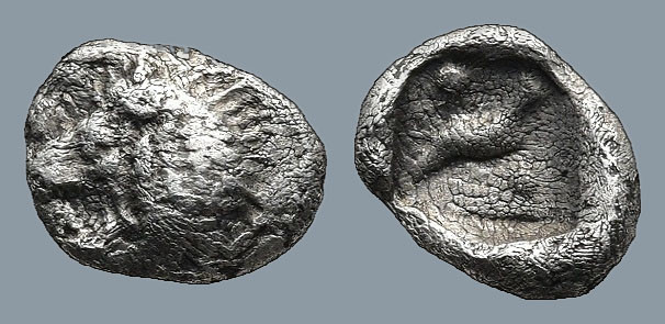 CARIA. Mylasa. (Circa 420-390 BC).
AR Tetartemorion (6,4mm 0,25g)
Obv: Head of...