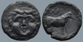 MYSIA. Parion. (2nd-1st century BC)
AE Bronze (21,5mm 7,1g)
Obv: Facing gorgoneion.
Rev: ΠΑPI. Bull standing right.
SNG BN 1402 (bull to left); ot...