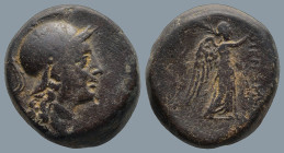 MYSIA. Pergamon. (Mid-late 2nd century BC).
AE Bronze (17,6mm 7,5g)
Obv: Helmeted head of Athena right.
Rev: ΠΕΡΓΑΜΗΝΩΝ. Nike standing right, holdi...