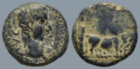 MACEDON. Philippi. Augustus (27 BC-AD 14)
AE Bronze (17,5mm 3,8g)
Obv: AVG. Bare head of Augustus, right.
Rev: Two priests ploughing, right.
SNG C...