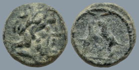 PISIDIA. Sagalassos. (circa 100-27 BC)
AE Bronze (13,9mm 2.8g)
Obv: Laureate head of Zeus right
Rev: Two rampant goats, between them crescent
SNG ...