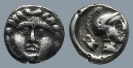 PISIDIA. Selge (Circa 350-300 BC)
AR Obol (9,2mm 0,94g)
Obv: Facing gorgoneion.
Rev: Helmeted head of Athena right; astragalos to left.
SNG BN 193...