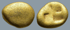 ASIA MINOR. Uncertain. (6th-5th centuries BC)
EL Hekte (10,6mm 1,8g)
Obv: Uncertain design or blank
Rev: Quadripartite incuse mill sail pattern wit...