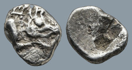 DYNASTS of LYCIA. Uncertain (Circa 520-480 BC)
AR Obol (8,7mm 0,65g)
Obv: Forepart of boar riht
Rev: Incuse punch