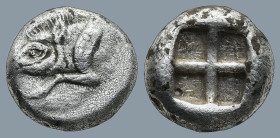 DYNATS OF LYCIA. Uncertain mint. Uncertain Dynast (Circa 500-470 BC.)
AR 1/3 Stater (12,2mm 2,9g)
Obv: Forepart of boar left
Rev: Quadripartite inc...