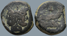 Anonymous. (After 211 BC).
AE As (30,6mm 34,8g)
Obv: Laureate head of Janus; I (mark of value) above
Rev: Prow of galley right; I (mark of value) a...