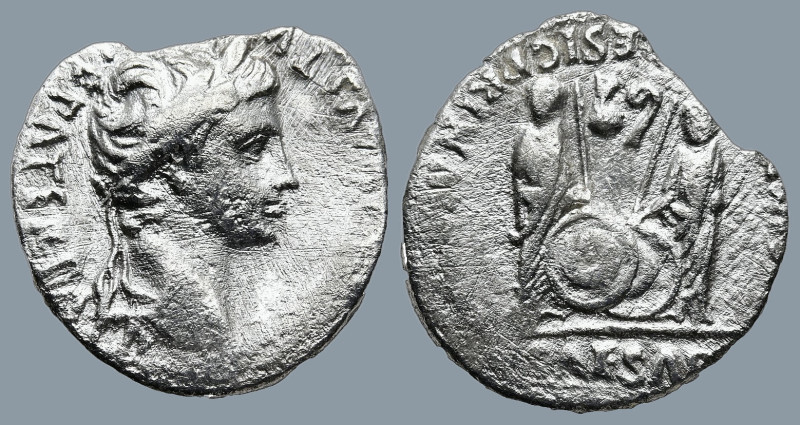 Augustus (27 BC-14 AD). Lugdunum (Lyon) mint
AR Denarius (18,5mm 3,1g)
Obv: CA...