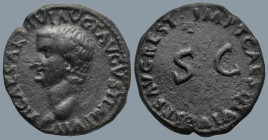 Tiberius (AD 14-37). Restitution issue, struck under Titus (80-81 AD). Rome
AE As (26,1mm 9,46g)
Obv: TI CAESAR DIVI AVG F AVGVST IMP VIII Bare head...
