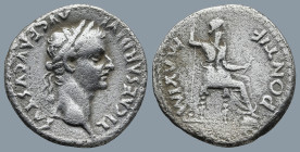 Tiberius (AD 14-37). Lugdunum
AR Denarius (18,8mm 3,5g)
Obv: TI CAESAR DIVI AVG F AVGVSTVS. Laureate head of Tiberius right.
Rev: PONTIF MAXIM. Liv...