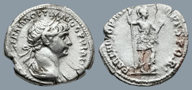 Trajan (AD 98-117). Rome
AR Fourrèe Denarius (18,6mm 3,1g)
Obv: IMP CAES NER TRAIANO OPTIM AVG GERM DAC. Laureate and draped bust of Trajan to right...