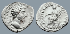 Marcus Aurelius (AD 161-180). Rome
AR Denarius (18,1mm 2,9g)
Obv: M ANTONINVS AVG ARM PARTH MAX. Laureate head to right
Rev: FORT RED TR P XXII IMP...