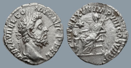 Commodus (AD 177-192). Rome
AR Denarius (15,8mm 2,5g)
Obv: L AEL AVREL COMM AVG P FEL. Head of Commodus, laureate, right.
Rev: P M TR P XVII IMP VI...