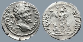 Septimius Severus (AD 193-211). Rome.
AR Denarius (19,3mm 3,44g)
Obv: SEVERVS PIVS AVG. Laureate head right.
Rev: PART MAX P M TR P VIIII. Trophy f...