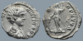 Caracalla, as Caesar (AD 196-198). Laodicea ad Mare
AR Denarius (18,1mm 2,69g)
Obv: M AVR ANTON-CAES PONTIF. Bare headed, draped, and cuirassed bust...