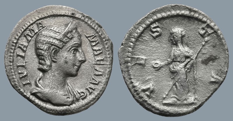 Julia Mamaea, Augusta (AD 222-235). Rome
AR Denarius (19,2mm 2,3g)
Obv: IVLIA ...