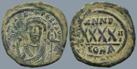 Phocas (AD 602-610). Kyzikos. dated RY 3 = 604/5
AE Follis (30,3mm 12,6g)
Obv: D N FOCAS PERP AVG. Crowned bust of Phocas facing, wearing consular r...
