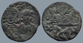 Constantine V Copronymus, with Leo IV and Leo III (741-775 AD). Constantinople
AE Follis (19,7mm 2,2g)
Obv: Crowned and draped facing busts of Const...