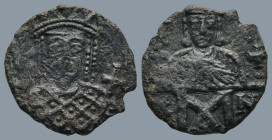 Constantine VI with Irene (780-797 AD). Constantinople
AE Follis (16,4mm 2,1g)
Obv: Crowned facing bust of Irene, wearing loros, holding globus cruc...
