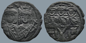 Constantine VI with Irene (780-797 AD). Constantinople
AE Follis (17,3mm 3,9g)
Obv: Crowned and draped facing busts of Constantine VI and Irene; cro...