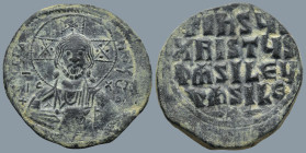 Anonymous Follis. T1ime of Basil II with Constantine VIII (AD 976-1025). Constantinople
AE Follis (28,6mm 8,g)
Obv: Nimbate bust of Christ facing, w...