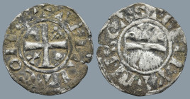 FRANCE. Provence (County). Theobald II (AD 1125-1152)
BI Denier (19,3mm 1g)
Obv: + TEBALT COMES. Cross
Rev: CASTRI PRVVINS. Comb surmounted by Y an...