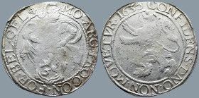 NETHERLANDS. West Friesland (AD 1633)
AR Leeuwendaalder – Lion Daalder (41,5mm 27,1g)
Obv: MO ARG PRO CON FOE BEL GEL. Knight standing right, head l...