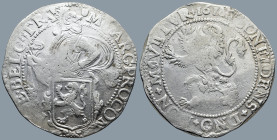 NETHERLANDS. Holand.
AR Lion Dollar or Leeuwendaalder (1616) (42mm 27,6g)
Obv: MO ARG PRO CON FOE BELG TRA . Knight standing left, head right, holdi...