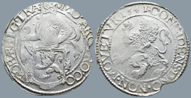 NETHERLANDS. Holand.
AR Lion Dollar or Leeuwendaalder (1641) (43,3mm 27,2g)
Obv: MO ARG PRO CON FOE BELG TRA . Knight standing left, head right, hol...
