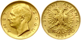 Albania 20 Franga Ari 1927 R Zog